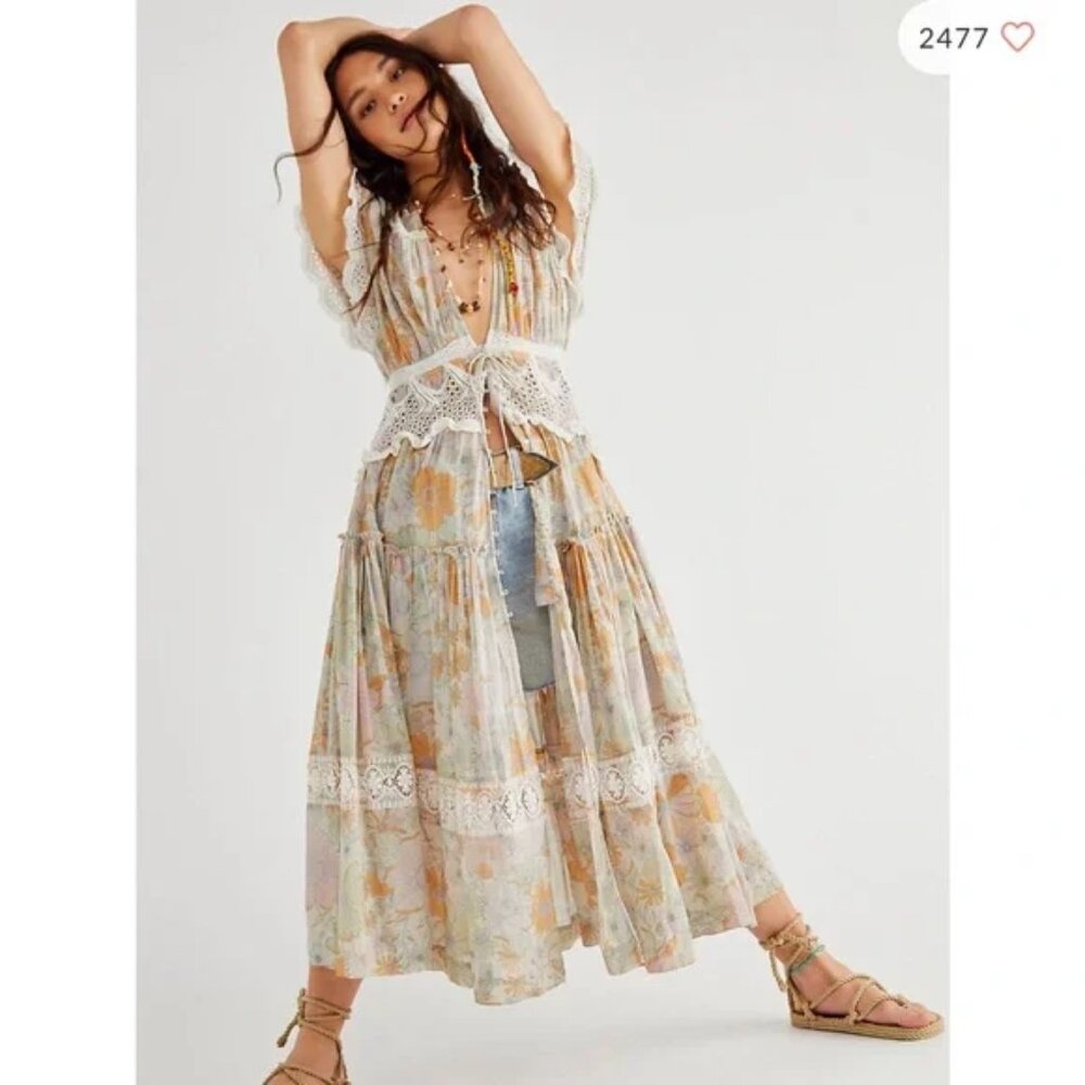 Free People Field Of Dreams Maxi Top Size Small *Flaw*
